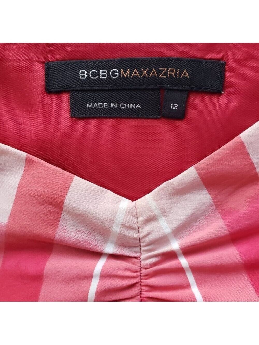 BCBGMAXAZRIA Women’s Pink & White Pleated Spaghetti Strap Dress Size 12 - Picture 6 of 9